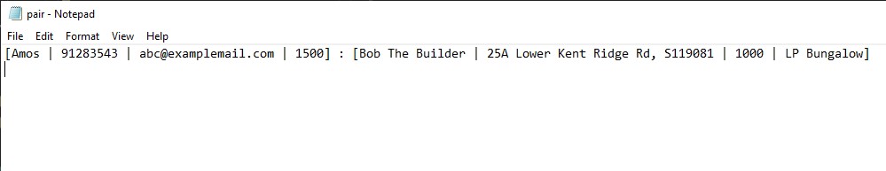 Pairing text file screenshot