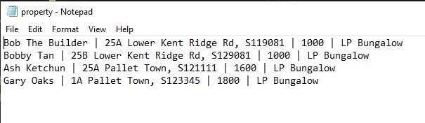 Property text file screenshot
